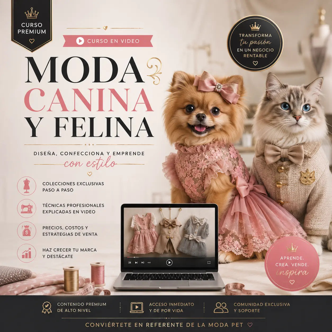 CURSO EN VIDEO: EL NEGOCIO DE LA COSTURA FELINA Y CANINA +12 HORAS